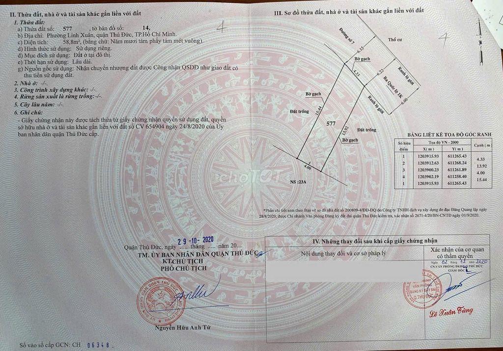 Mặt Tiền Kinh Doanh Đường số 7, P Linh Xuân, Thủ Đức. Giá chỉ 78tr/m2