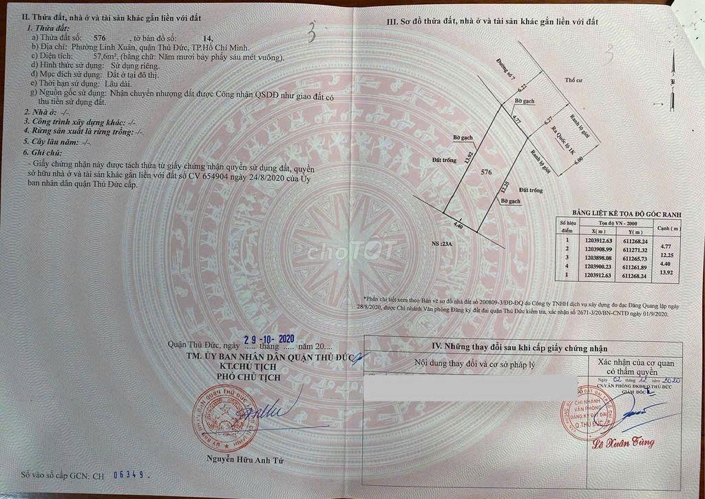 Mặt Tiền Kinh Doanh Đường số 7, P Linh Xuân, Thủ Đức. Giá chỉ 78tr/m2