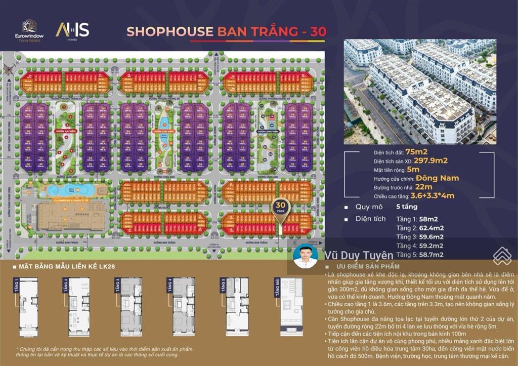 Lô góc liền kề đường ban trắng 22m, dự án eurowindow twin parks giá 19,x tỷ.  0867 219 ***