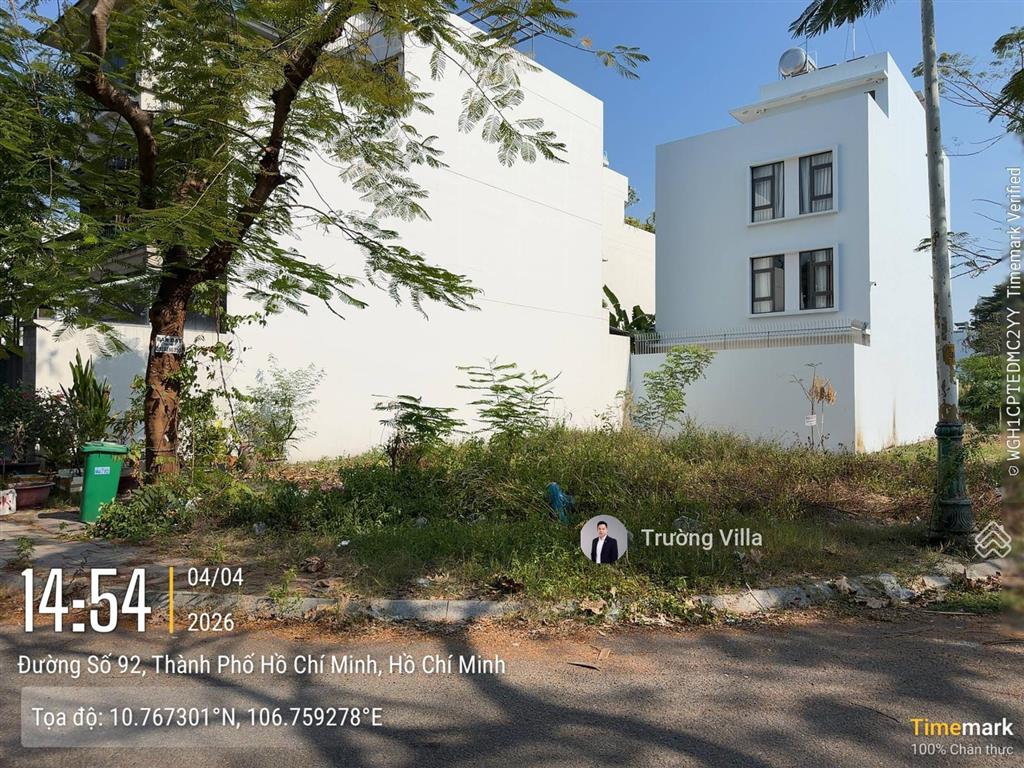 Bán lô góc 2 mặt tiền 275m2 nở hậu 18.8m giá tốt kdc thủ thiêm villa