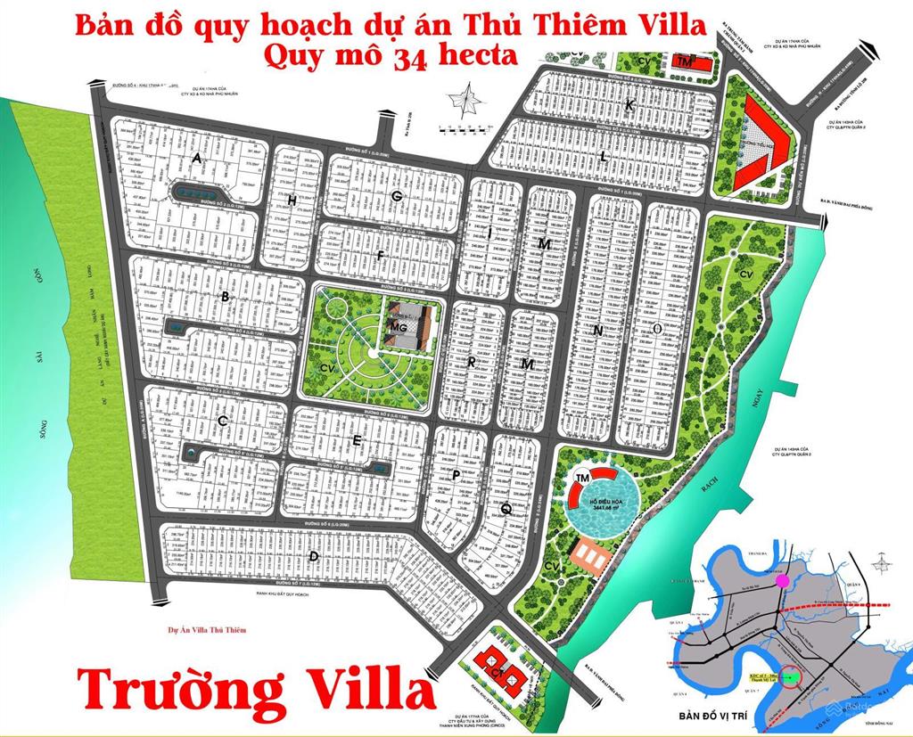 Bán nền biệt thự 378m2 mặt tiền đường 20m giá 155tr/m2 kdc thủ thiêm villa