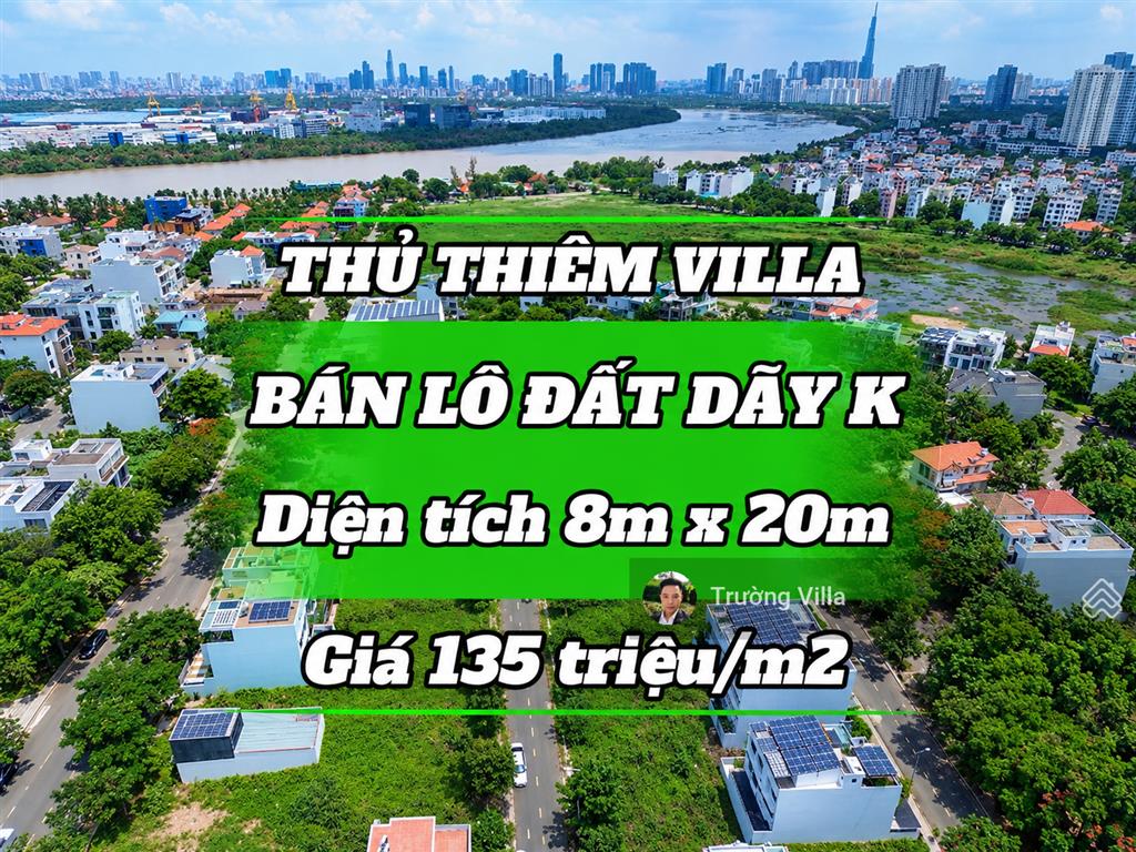 Hotdeal | giá 150tr/m2 giảm về 135tr/m2 nền villa dãy k diện tích 8x20m kdc thủ thiêm villa