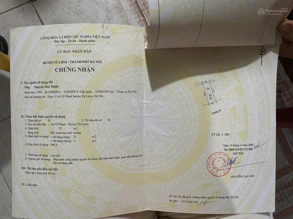 Bán mảnh đất 72m cổ nhuế, ô tô đỗ tránh. xây gì cũng đẹp, giá mềm cực mềm
