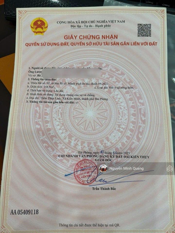 Bán lô đất đẹp tại thấp linh, minh tân kiến thụy, hải phòng