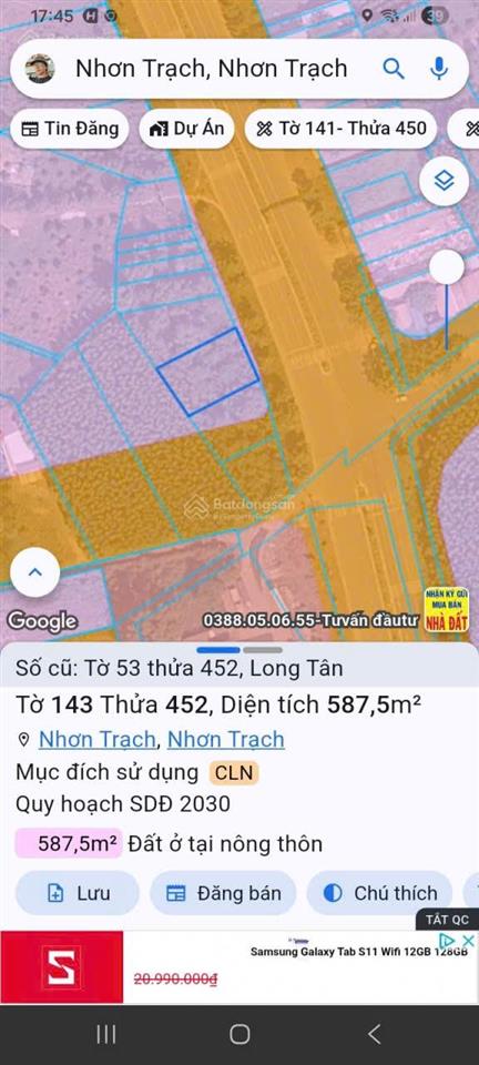 Bán đất mặt tiền nguyễn hữu cảnh, nhơn trạch, dt 587.5m2, giá trị tăng trưởng cao, giá cực tốt.