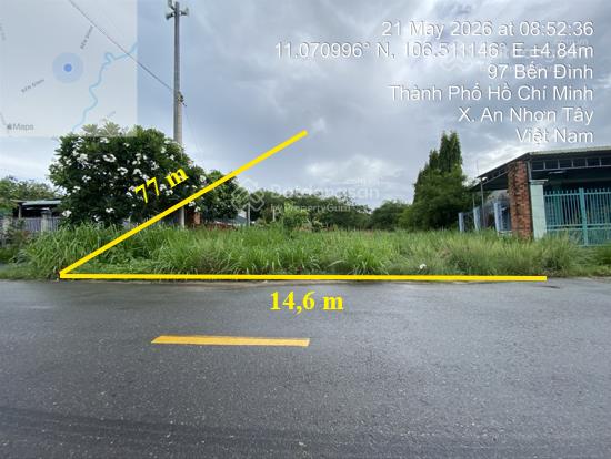 Bán đất đường bến đình, an nhơn tây, củ chi, hcm. tdt 1111,8m2. thổ cư 1059m2. giá 8,5 tỷ