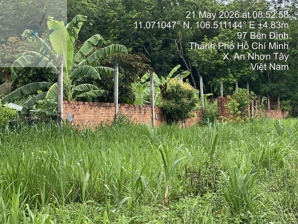 Bán đất đường bến đình, an nhơn tây, củ chi, hcm. tdt 1111,8m2. thổ cư 1059m2. giá 8,5 tỷ