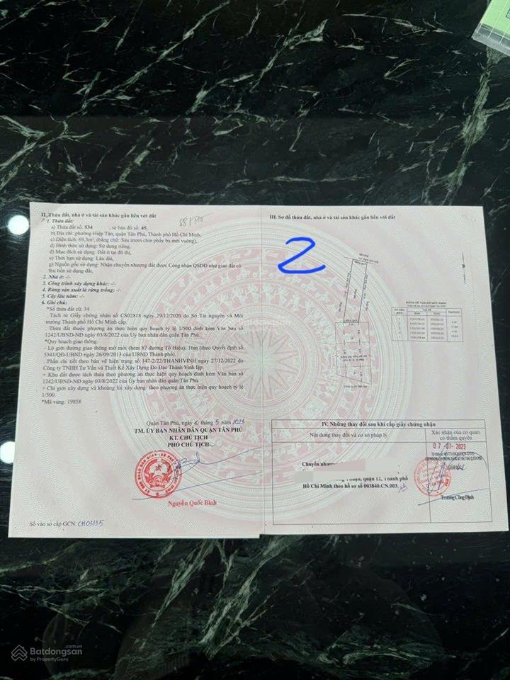 Bán lô đất góc 2 mặt tiền và 2 lô hẻm 87 tô hiệu sổ tại nhà giá 130tr/m
