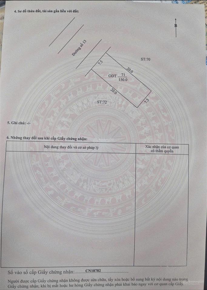 Chính chủ bán đất tđc định hòa hòa phú đường số 13, diện tích 7,5x20m thổ cư, full giá 4,490 tỷ
