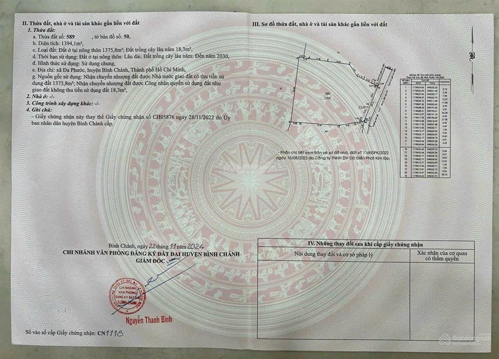 Bán đất tại liên ấp 45, đa phước, bình chánh, 16,5 tỷ, 1394,1m2, giá ưu đãi
