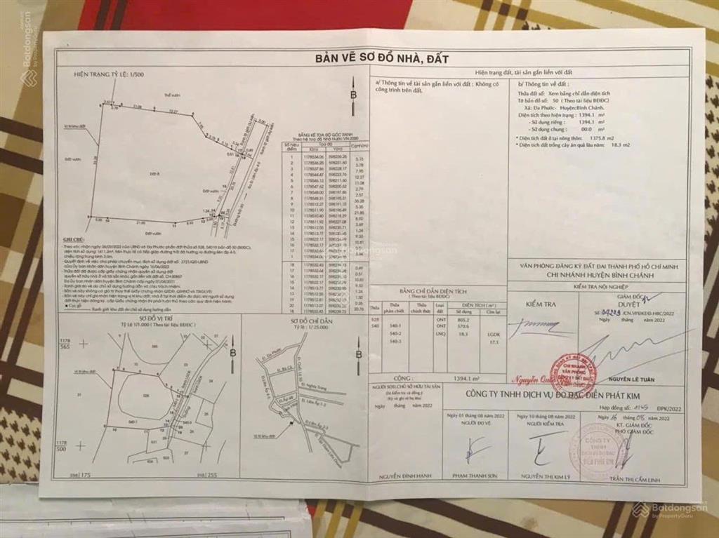 Bán đất tại liên ấp 45, đa phước, bình chánh, 16,5 tỷ, 1394,1m2, giá ưu đãi