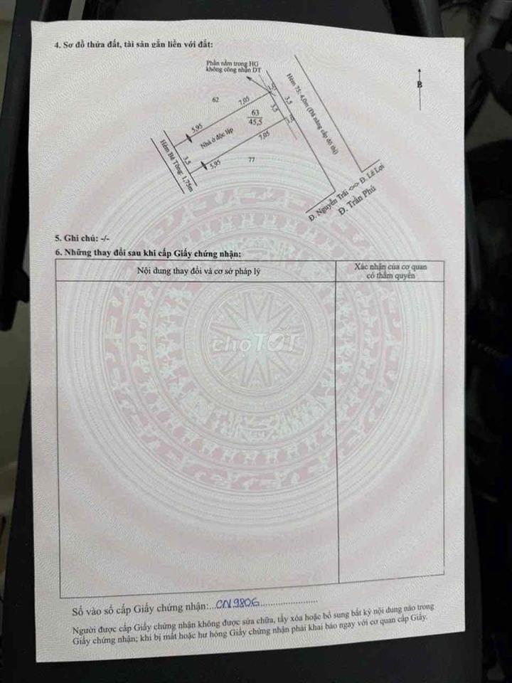 NHÀ ĐẸP 3PN TRỤC CHÍNH HẺM 75 TRẦN PHÚ,THUẬN TIỆN ĐỊNH CƯ,KINH DOANH