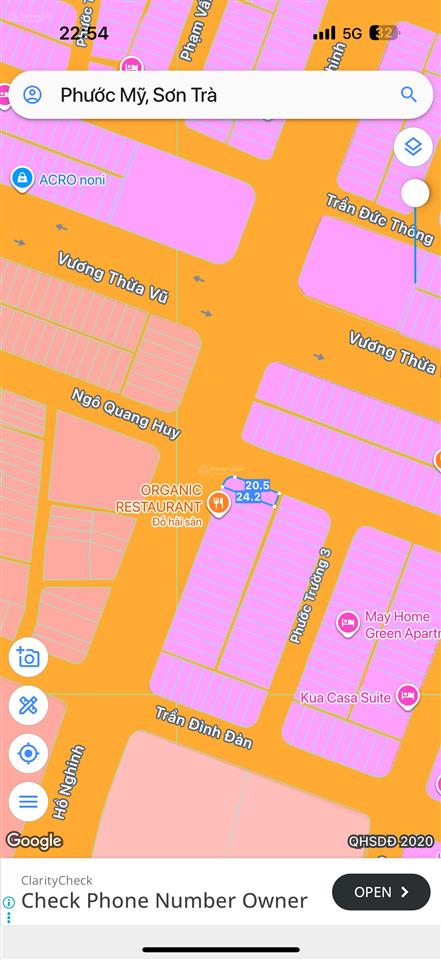 Cần bán lô đất 2 mt hồ nghinh + ngô quang huy, s 141m2 (giá 42 tỷ)