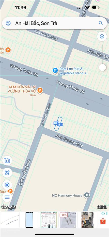 Cần bán lô đất 2mt giá tốt đường ngô quang huy s206m ( 36 tỉ )