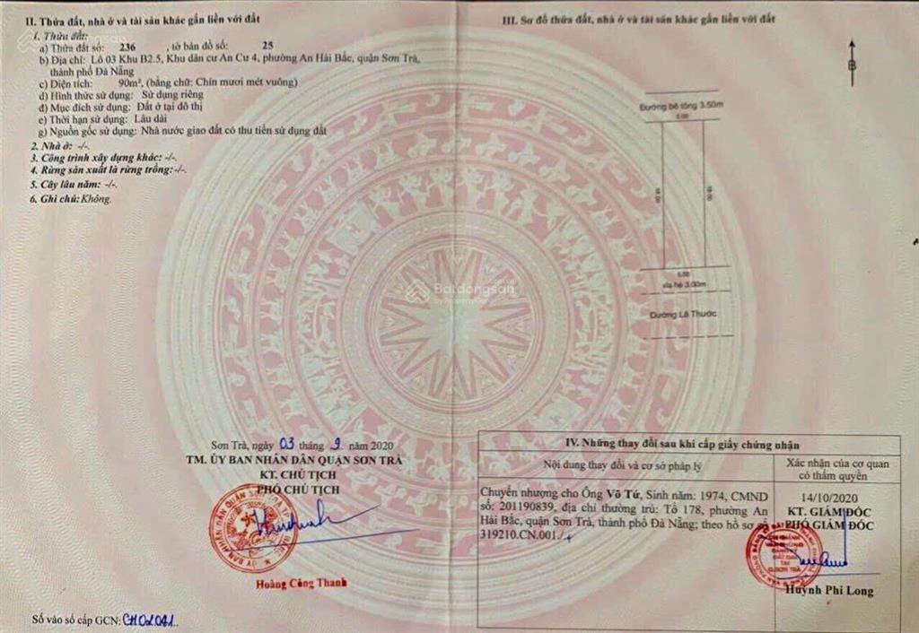 Cần bán lô giá tốt đường lê thước sát công viên 90m (16 tỷ)