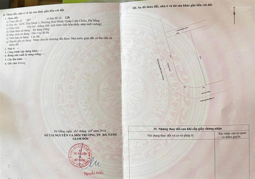 Bán lô đất 2 mặt tiền đường đá mọc 5 và nguyễn minh không. hòa minh. liên chiểu. đà nẵng