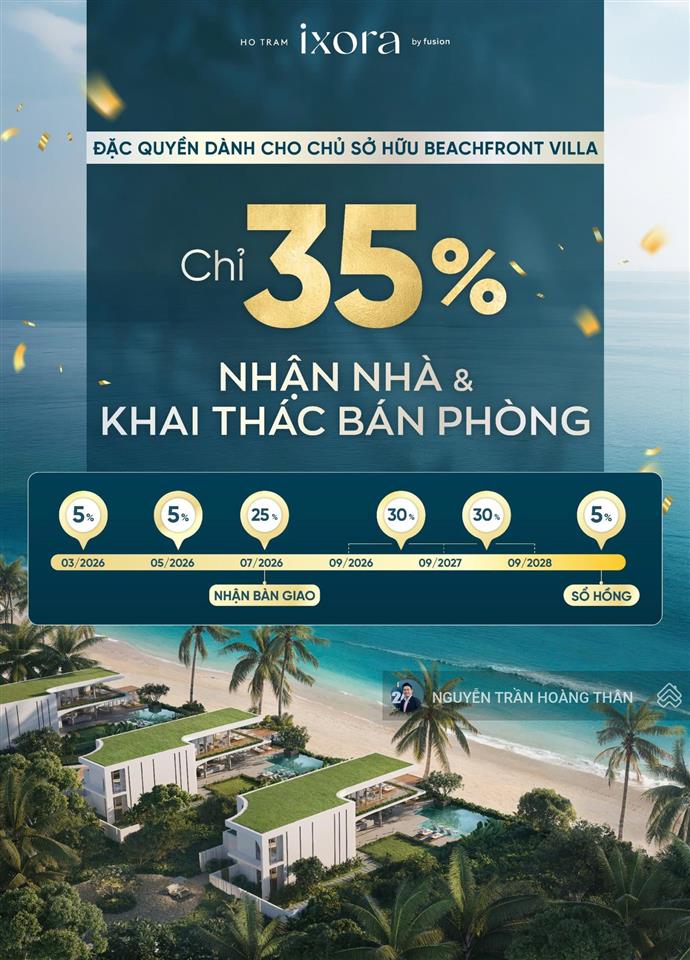 Biệt thự biển ixora hồ tràm. thanh toán 35% nhận nhà 2026 và nhận doanh thu khai thác cho thuê