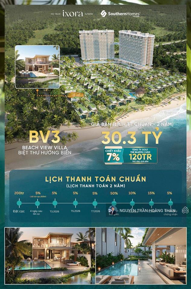 Biệt thự biển ixora hồ tràm. thanh toán 35% nhận nhà 2026 và nhận doanh thu khai thác cho thuê