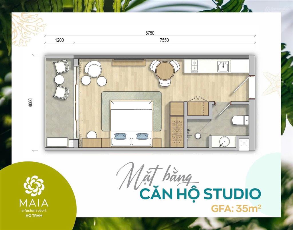 Căn studio dự án maia tổ hợp the grand hồ tràm. căn view biển + view nội khu