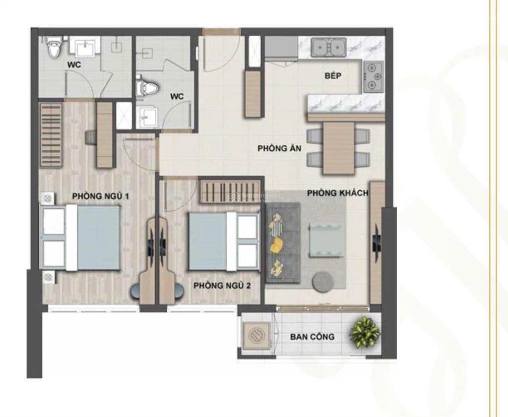 Cho thuê căn hộ victoria village trương văn bang q2 tầng 10, 65m2, 12tr/th