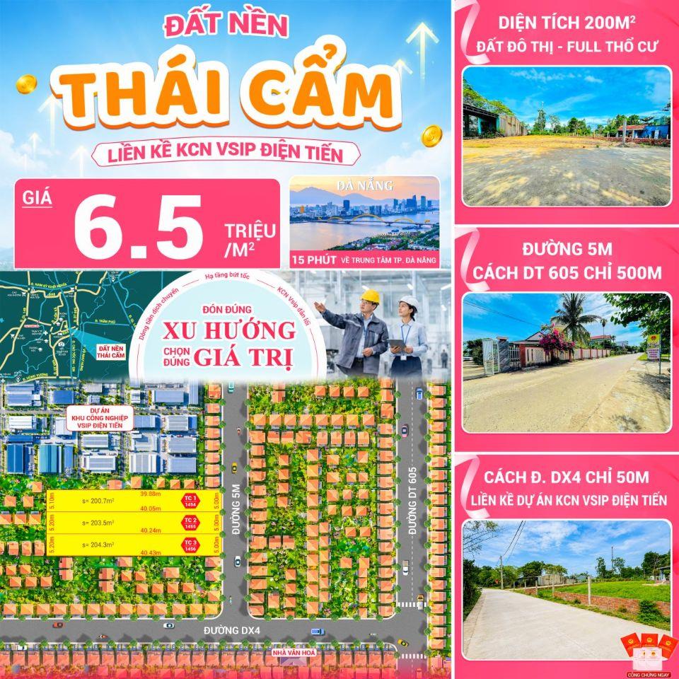 ĐẤT NỀN THÁI CẨM – 200M² ĐẤT Ở ĐÔ THỊ TP. ĐÀ NẴNG GIÁ 6.5 TRIỆU/M²