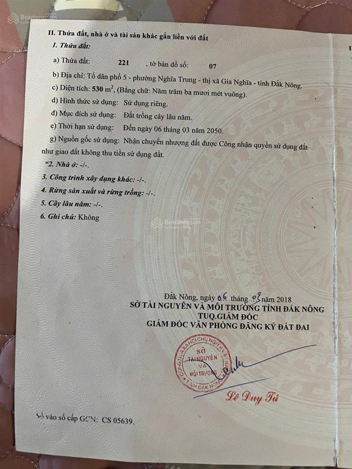 Chính chủ bán lô đất 530m2 mặt đường ql28 gần bệnh viện đa khoa đăk nông giá bán nhanh 2 tỷ