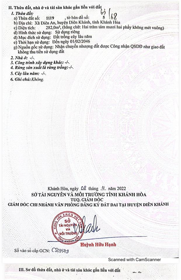 Bán đất vườn diên an  diên khánh thôn an ninh vị trí đẹp giá tốt