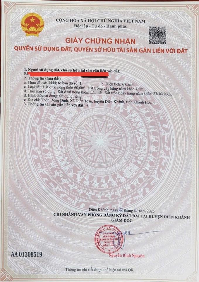 Bán đất đông dinh diên toàn giá rẻ