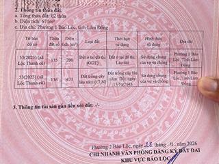 Bán đất mặt tiền đường nhựa phường 1 thành phố Bảo Lộc