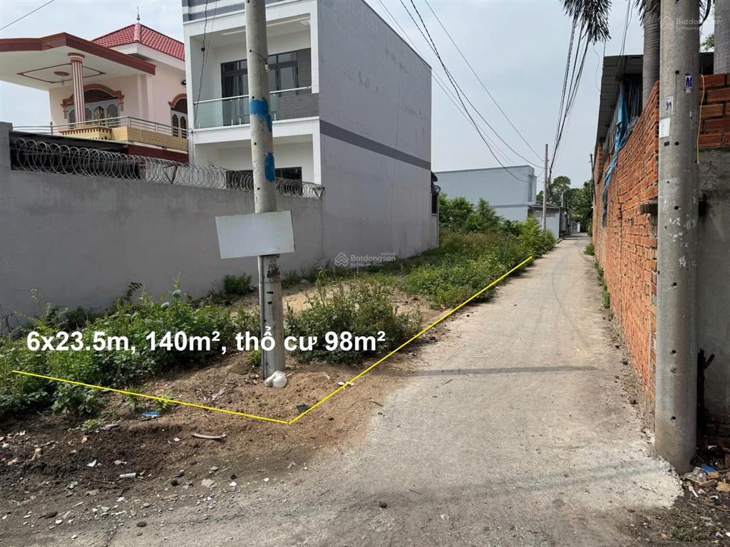 Bán đất mặt tiền đường sông lu, xã bình mỹ, củ chi, 140m2, 6x23,5m, thổ cư 89m2, giá chỉ 3,8 tỷ