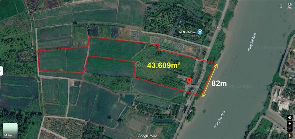 Siêu phẩm ven sông sài gòn  củ chi, 4.3 hecta, 82m mặt tiền sông, tọa độ vàng cho dự án nghỉ dưỡng