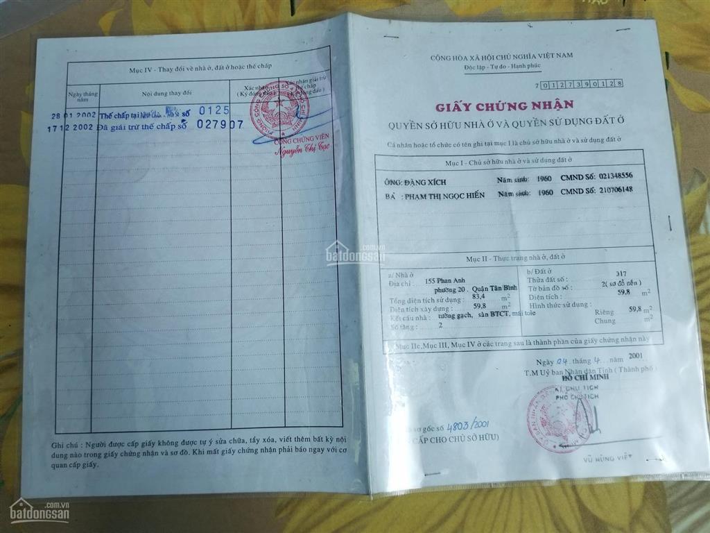 Bán nhà mt 244 phan anh, hiệp tân, tân phú 4x25m, sổ 4x15,2m 1l đúc, 15,9 tỷ. chính chủ 0768 752 ***