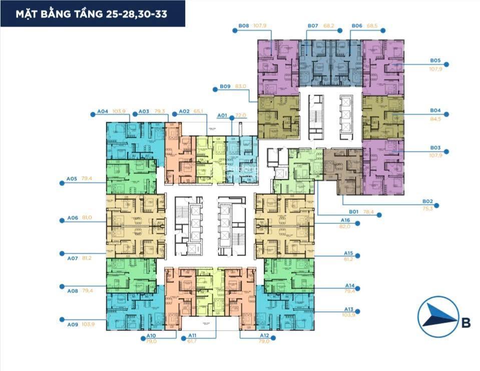 Bán cc 3pn 2wc tại bid residence, 4,6 tỷ, 104m2, đông bắc, đông nam