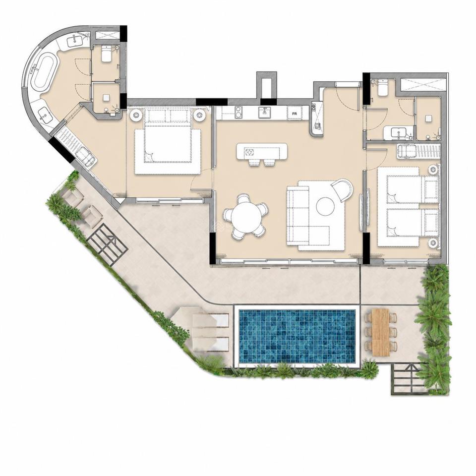 Căn hộ 2pn hiếm tại sanctuary hồ tràm, 8,5 tỷ, 156m2, 2pn + 2wc, view biển