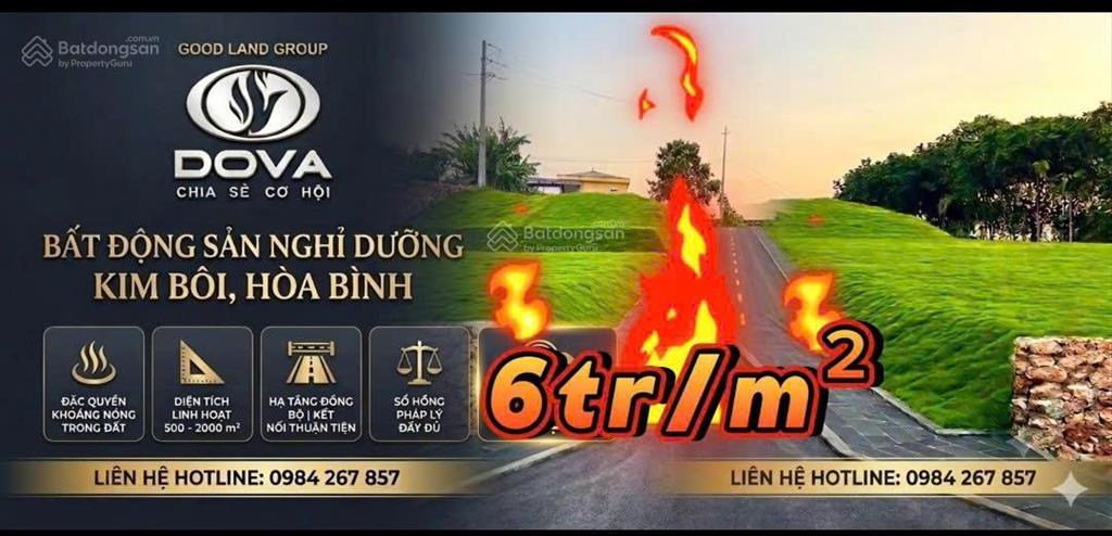 Chỉ 6tr/m sở hữu đất nghỉ dưỡng có mạch khoáng nóng tại kim bôi, hòa bình