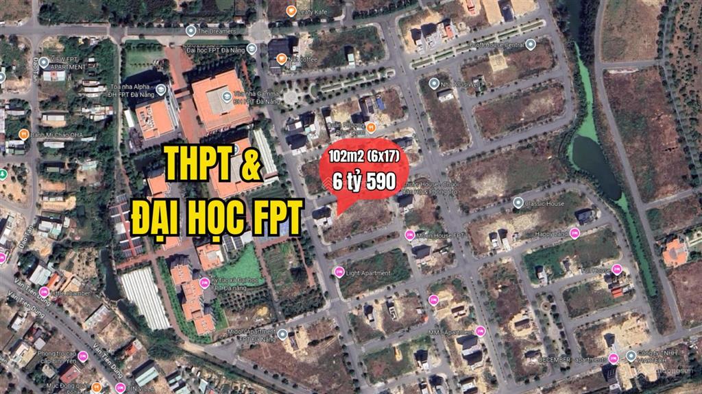 Hạ giá 300 triệu  bán đất fpt đường 10m5  sát đại học fpt 6 tỷ 590 (102m2)