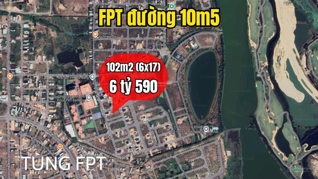 Khác biệt  hạ giá 400 triệu  bán đất fpt đường 10m5 sát đại học fpt  102m2 (6 tỷ 590)