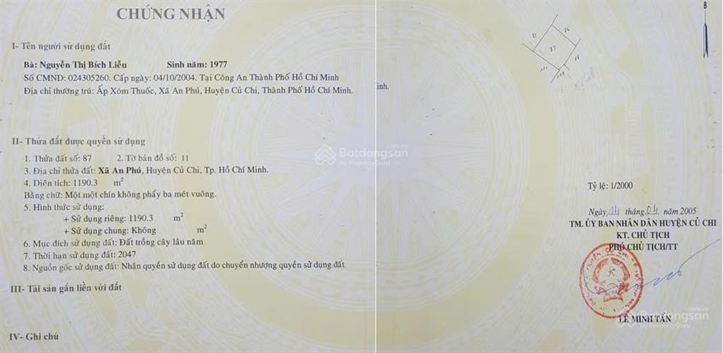Cần tiền bán nhanh lô đất đường 804 xã an nhơn tây, tp. hcm gần sông sg, kdl một thoáng việt nam