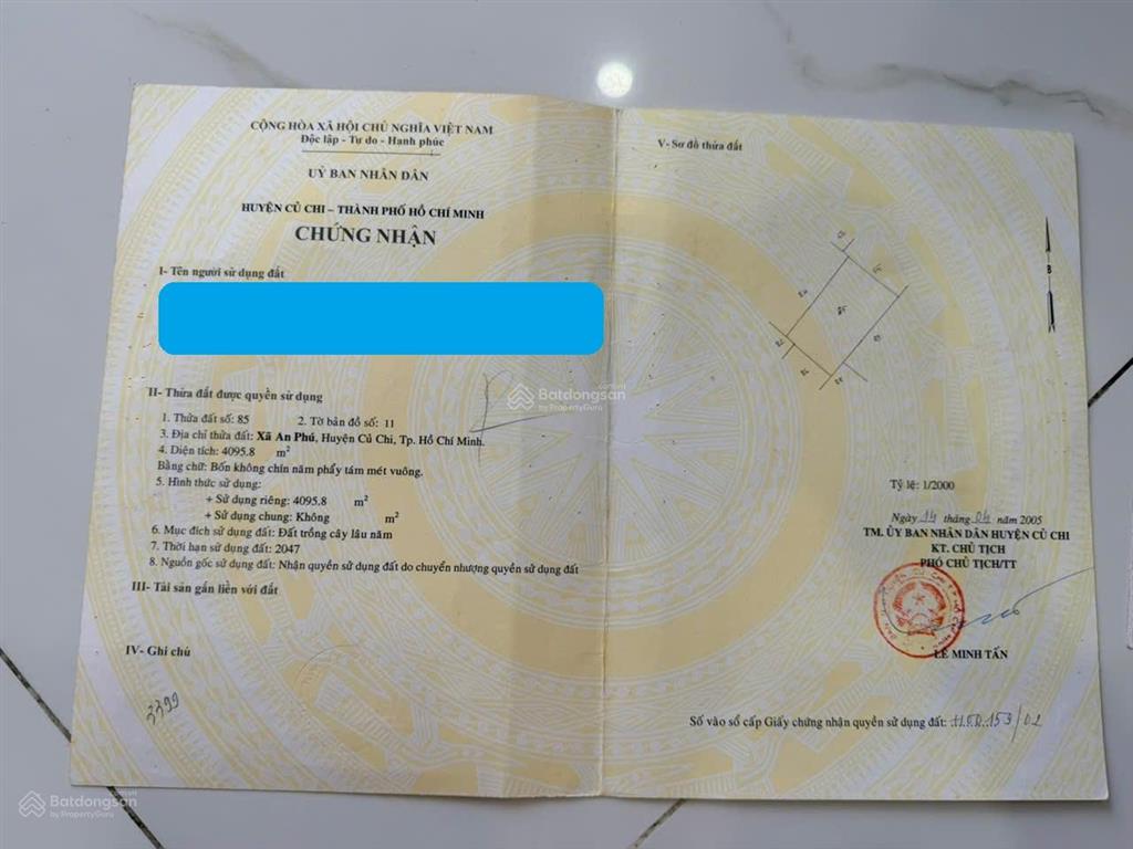 Bán gấp đất nông nghiệp 4095.8m2 tại cây gõ, an phú, củ chi, 799 nghìn/m2, liền kề sông sài gòn