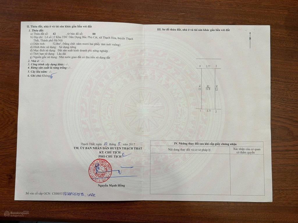 Hiếm có khó tìm 52m2 tái định cư bắc phú cát, giá bắt đáy cực sốc!