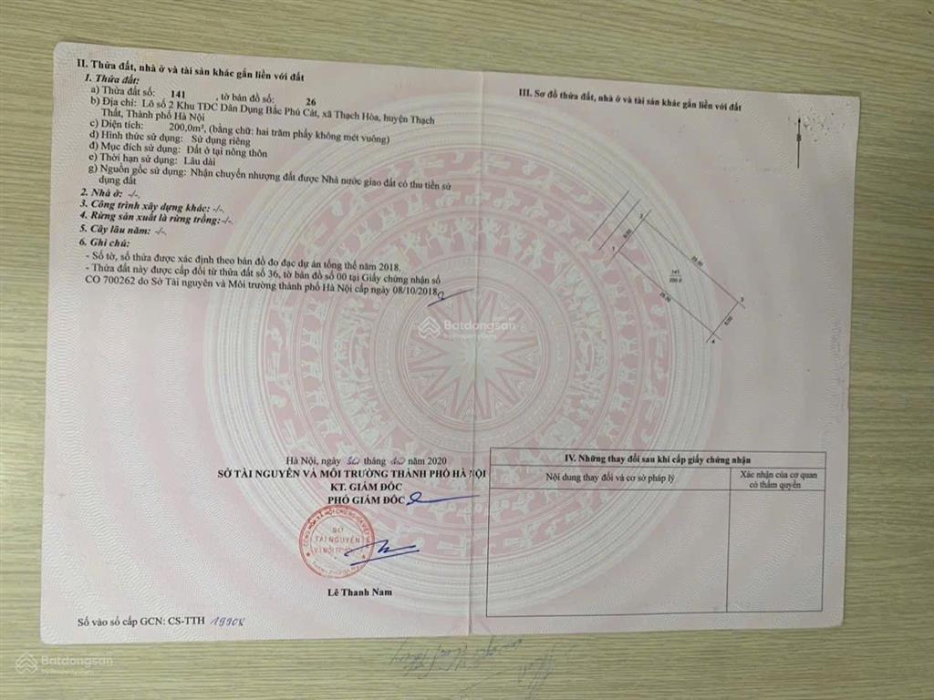Chính chủ cần tiền gửi bán 200m2 tái định cư bắc phú cát ngay chân chung cư phenikaa
