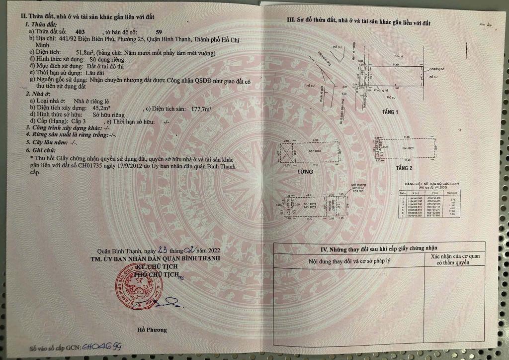 Bán nhà HXH Nguyễn Gia Trí, P, Thạnh Mỹ Tây, TP HCM, 52m2, 5 tầng, giá tốt
