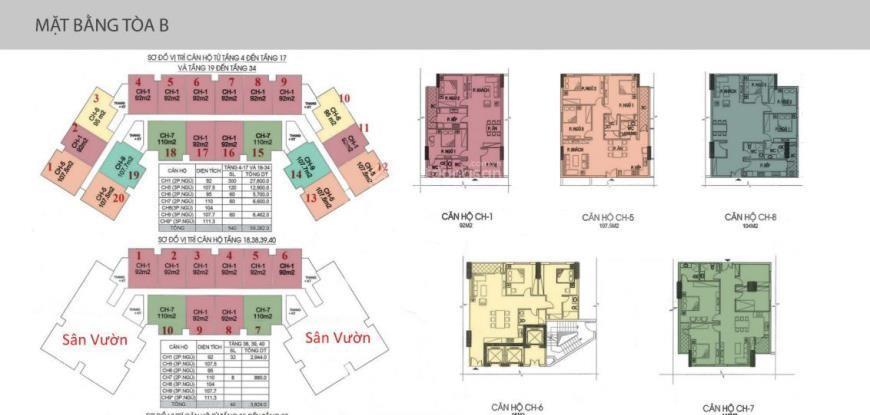 Chính chủ cần bán căn chung cư góc 2 hướng đông bắc  đông nam, 3 phòng ngủ 107,8m²