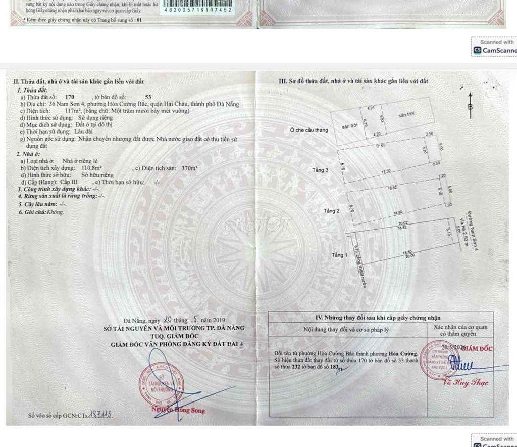 nhà 3 tầng kiêmg cố ngay trung tâm Hải Châu. đường Nam Sơn 4