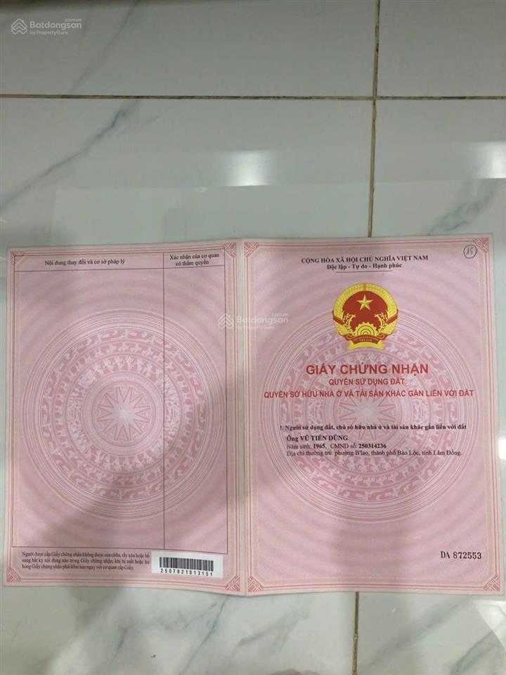 Bán gấp đất nền 111m2 đã có sổ tại phường 2, bảo lộc, lâm đồng ngay khu rừng thông hồ ngọc