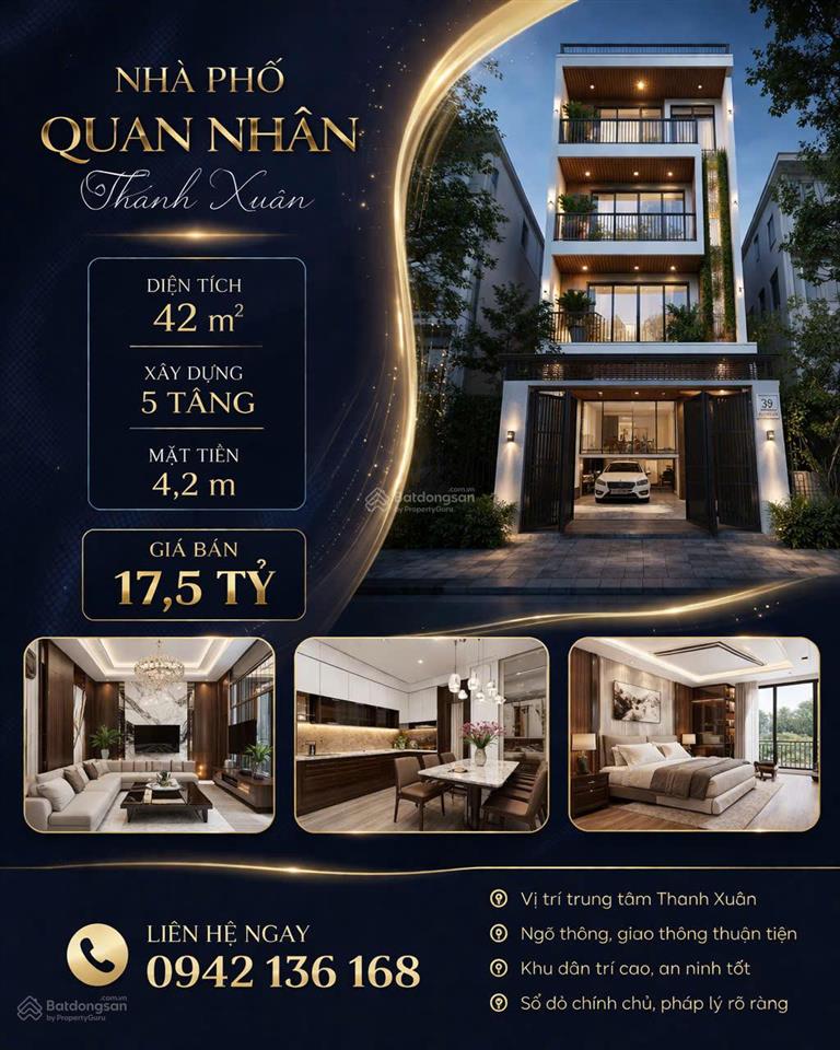 Bán nhà phân lô phố quan nhân diện tích 42m² xây dựng 5 tầng giá bán 17,5 tỷ
