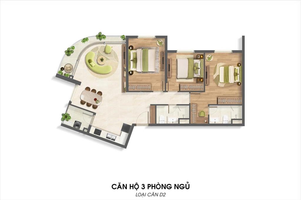Căn hộ 3pn3wc 104m2 góc bo tròn liên phường quận 9 mở bán đợt đầu chỉ từ 88tr/m2