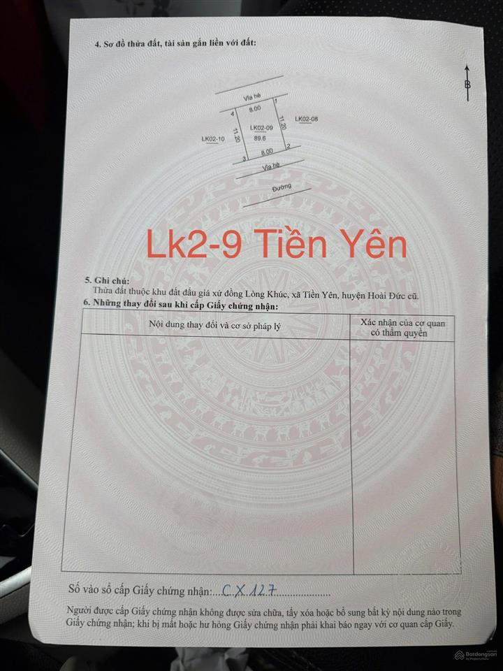 Bán đất đấu giá tiền yên  hoài đức giá rẻ hơn lô bên cạnh 2 tỷ