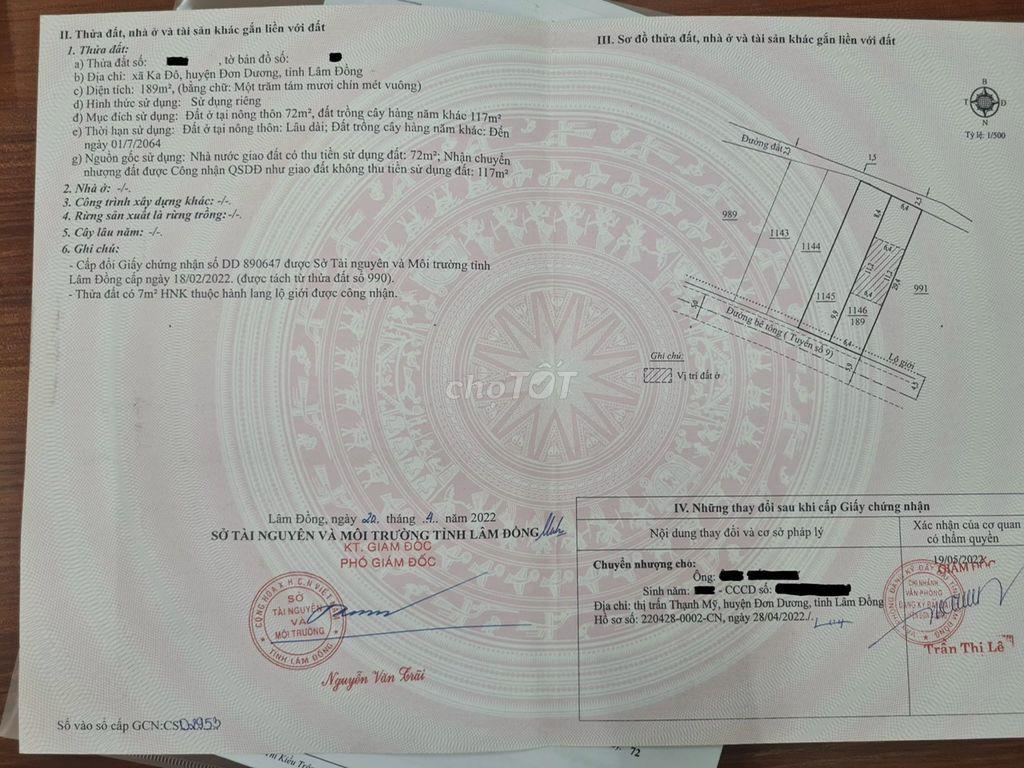 Bán đất có thổ cư vùng ven Tp Đà Lạt