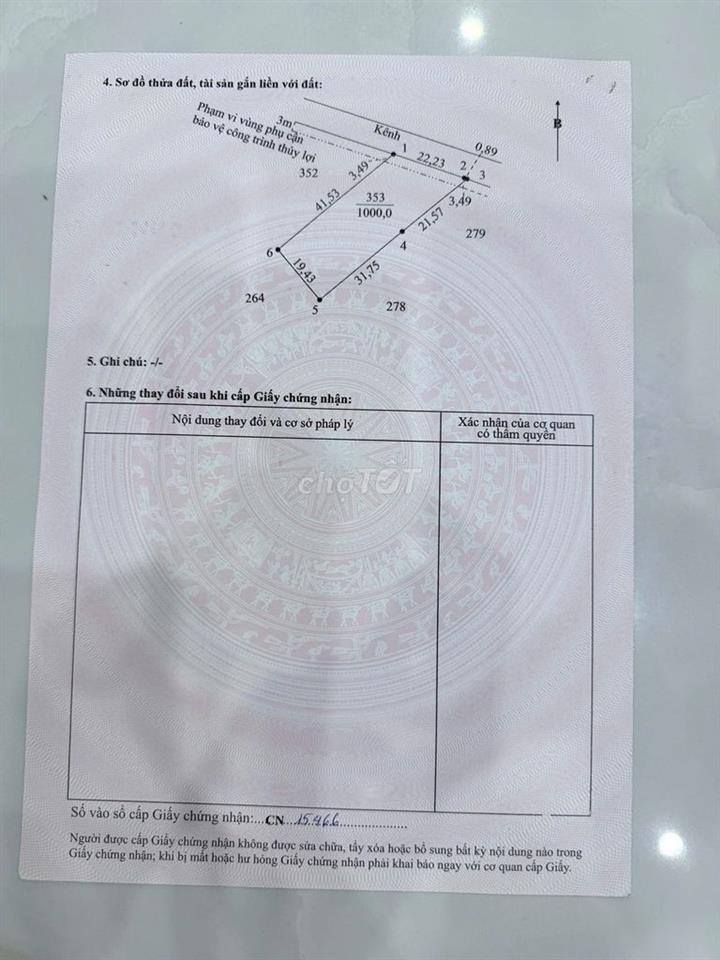 450 triệu hết sổ 1000mv ( 20 x50 ) đường 7 chỗ Thạnh Hoà - Bến Lức